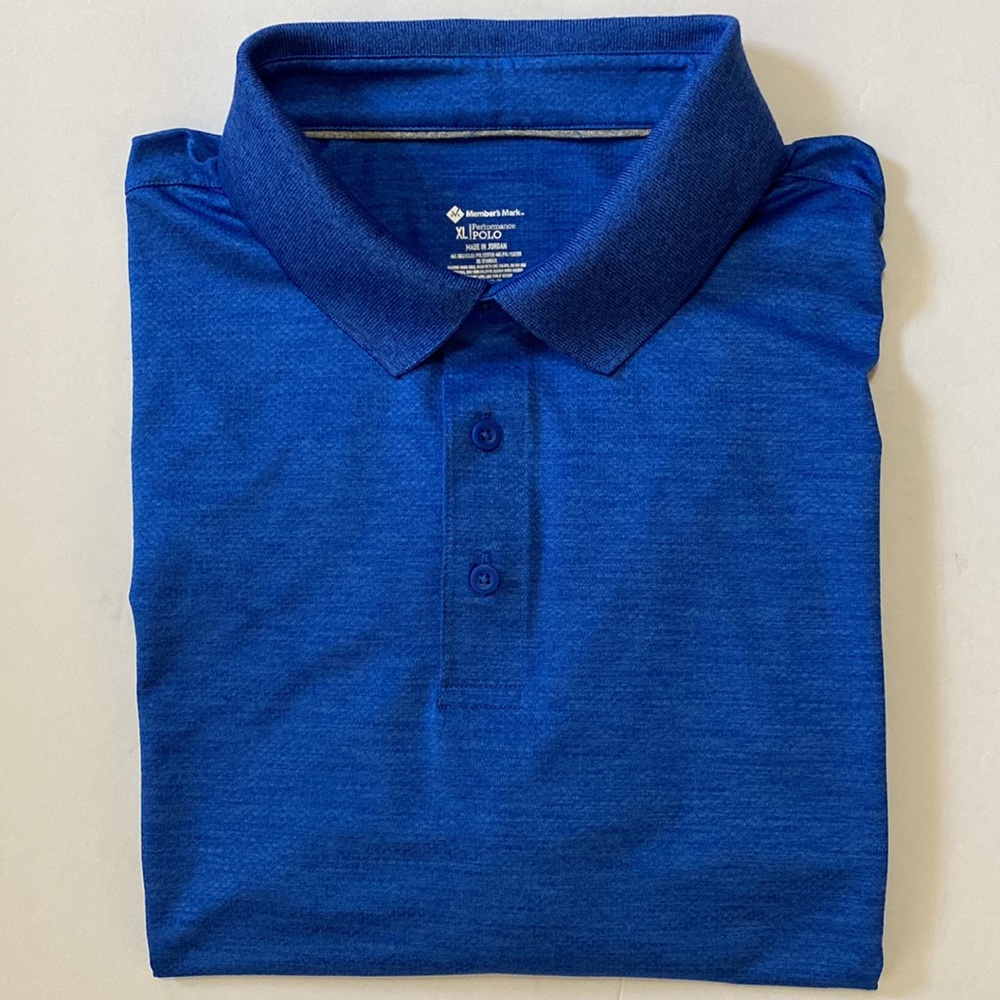 Member’s Mark performance men’s polo shirt, s/s, 3 button closure Blue sz XL